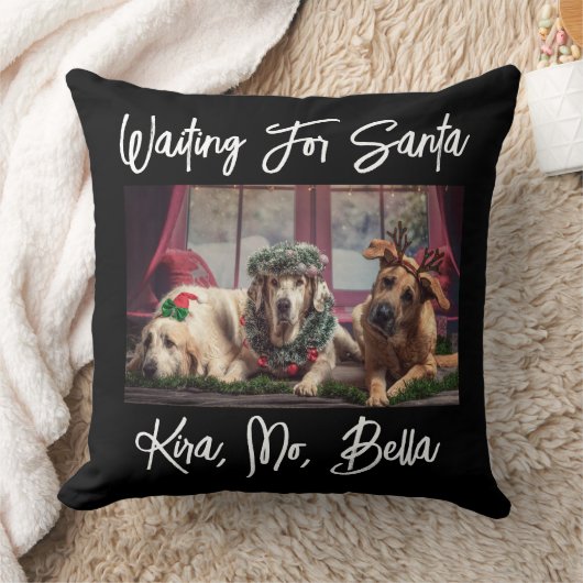 犬の恋人の写真クリスマス クッション (ブランケット)