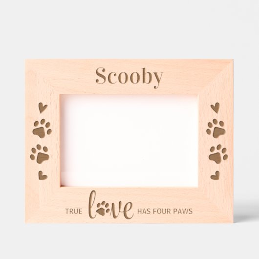 犬の恋人の前足プリントペットのパーソナライズされた木の写真 レーザー彫刻フレーム (正面)