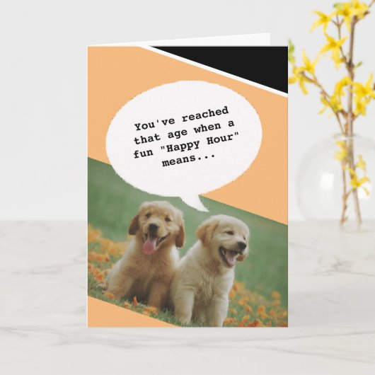 犬の恋人の幸せな時間を取得おもしろい誕生日 カード (黄色い花)