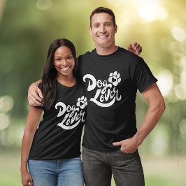 犬の恋人の手書き文字のモダンレトログラフィック Tシャツ