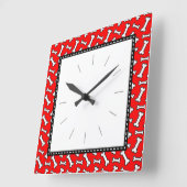 犬の恋人の犬の骨の赤い黒のパターン スクエア壁時計 (傾斜)
