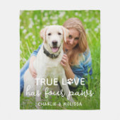 犬の恋人の真の愛は4つの足を持つカスタムペットフォト フリースブランケット (正面)