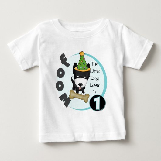犬の恋人の第1誕生日のTシャツおよびギフト ベビーTシャツ (正面)