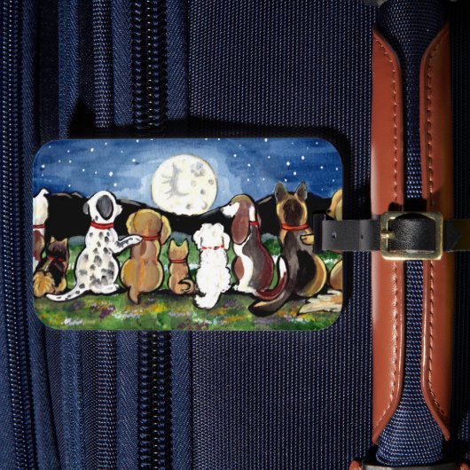 犬の恋人の荷物IDラベルパーソナライズされたムーンネイビー ラゲッジタグ (正面インサイチュ4)