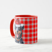 犬の恋人の赤い格子縞とボセロンホリデー マグカップ (正面左)