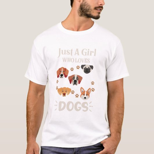 犬の恋人を愛する女の子 Tシャツ (正面)