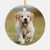 犬の恋人カスタムモダンのシンプルペット写真 セラミックオーナメント (正面)