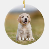 犬の恋人カスタムモダンのシンプルペット写真 セラミックオーナメント (裏面)