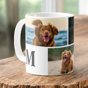 犬の恋人カスタム写真コラージペットモノグラム コーヒーマグカップ