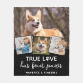 犬の恋人カスタム4フォトコラージペットトゥルーラブ フリースブランケット (正面)