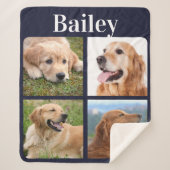犬の恋人カスタム4フォトコラージモノグラム シェルパブランケット (正面)