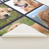 犬の恋人カスタム4フォトコラージモノグラム シェルパブランケット (3/4)