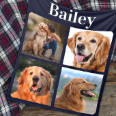 犬の恋人カスタム4フォトコラージモノグラム フリースブランケット