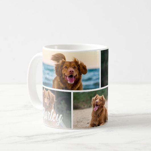犬の恋人カスタム4フォトペットコラージュ コーヒーマグカップ (正面左)