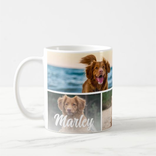 犬の恋人カスタム4フォトペットコラージュ コーヒーマグカップ (左)