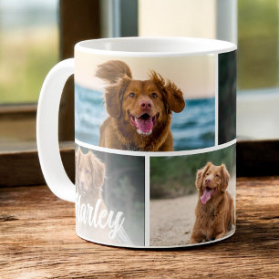 犬の恋人カスタム4フォトペットコラージュ コーヒーマグカップ