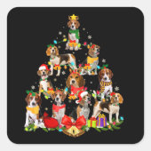 犬の恋人ギフトビーグルツリークリスマスライト スクエアシール (正面)