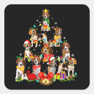 犬の恋人ギフトビーグルツリークリスマスライト スクエアシール