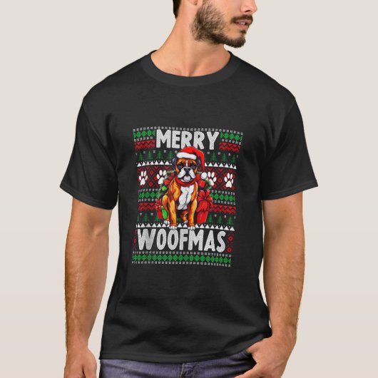 犬の恋人クリスマスおもしろいの醜いクリスマスセーターB Tシャツ (正面)