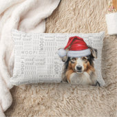 犬の恋人クリスマスオーストラリアの羊飼いサンタ ランバークッション (ブランケット)