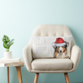 犬の恋人クリスマスオーストラリアの羊飼いサンタ ランバークッション (椅子)