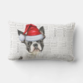 犬の恋人クリスマスキュートボストンテリアホリデー ランバークッション (裏面)