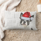 犬の恋人クリスマスキュートボストンテリアホリデー ランバークッション (ブランケット)