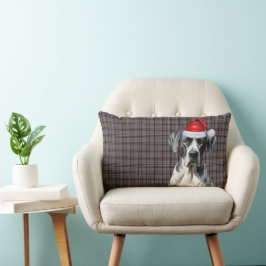 犬の恋人クリスマスグレートDaneホリデープレイド ランバークッション