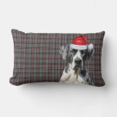 犬の恋人クリスマスグレートDaneホリデープレイド ランバークッション (正面)