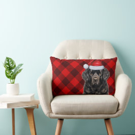 犬の恋人クリスマスニューファンドランドホリデープレイド ランバークッション