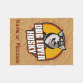 犬の恋人シベリアのハスキー名前をカスタムするまたはメッセージ フリースブランケット (正面(横))