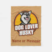 犬の恋人シベリアのハスキー名前をカスタムするまたはメッセージ フリースブランケット (正面)