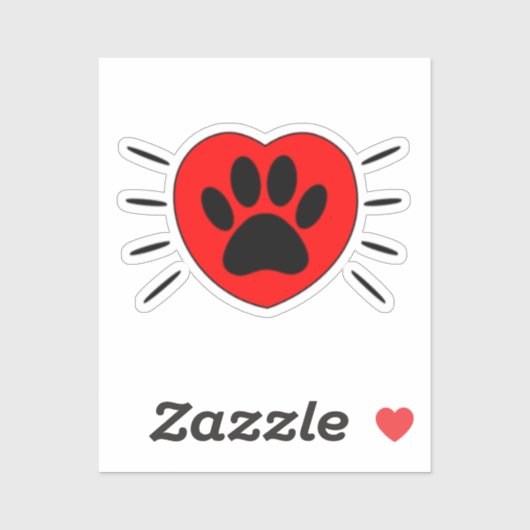 犬の恋人ハートとポープリント シール (シート)