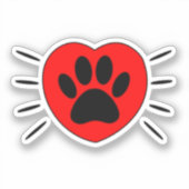 犬の恋人ハートとポープリント シール (正面)