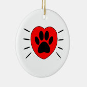 犬の恋人ハートとポープリント セラミックオーナメント (右)