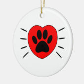 犬の恋人ハートとポープリント セラミックオーナメント (左)