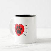 犬の恋人ハートとポープリント ツートーンマグカップ (正面左)