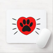 犬の恋人ハートとポープリント マウスパッド (マウス)