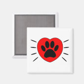 犬の恋人ハートとポープリント マグネット (正面/裏面)