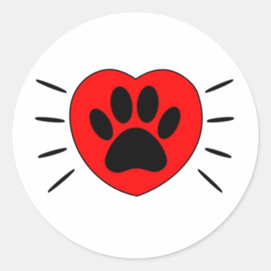 犬の恋人ハートとポープリント ラウンドシール (正面)