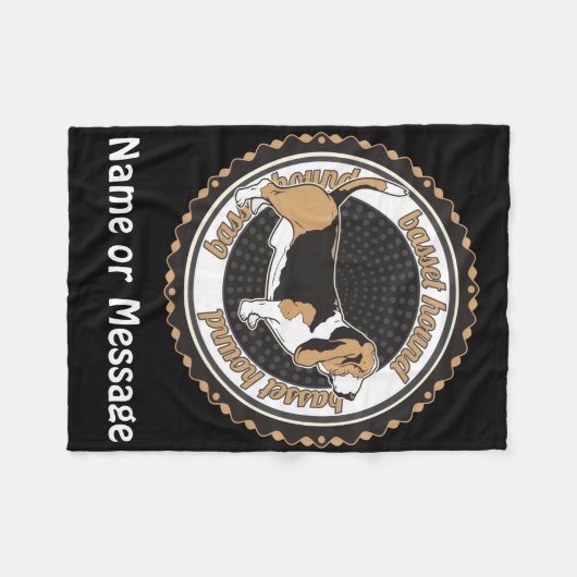 犬の恋人バセットハウンド名前をカスタムする/メッセージ フリースブランケット (正面(横))