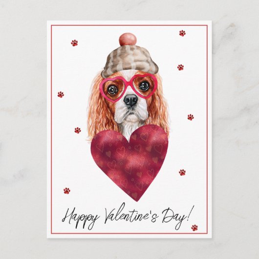 犬の恋人バレンタインギフトカヴァリージャーキングスパニエル犬 シーズンポストカード (正面)