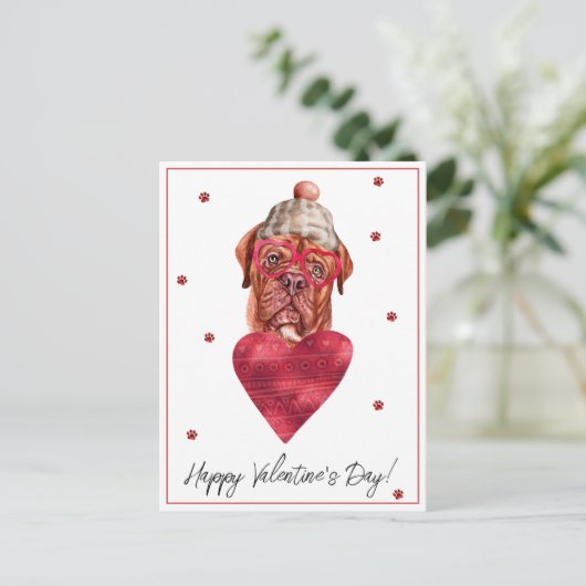 犬の恋人バレンタインギフトフランスのマスティフ シーズンポストカード (スタンド正面)