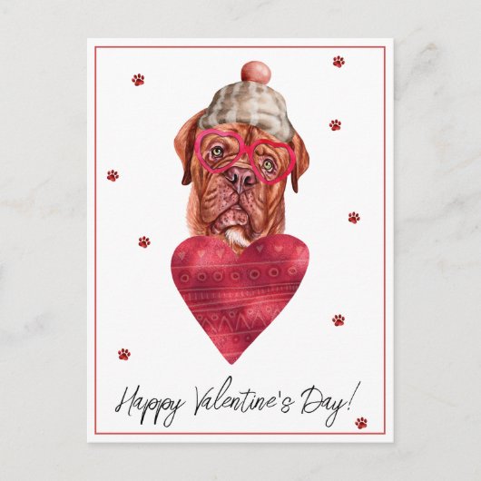犬の恋人バレンタインギフトフランスのマスティフ シーズンポストカード (正面)