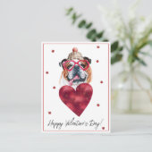 犬の恋人バレンタインギフト英語ブルドッグ シーズンポストカード (スタンド正面)