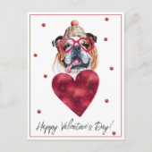 犬の恋人バレンタインギフト英語ブルドッグ シーズンポストカード (正面)