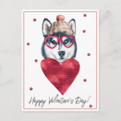 犬の恋人バレンタインデントシベリアハスキー シーズンポストカード (正面)