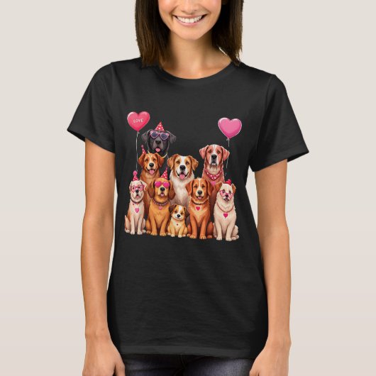 犬の恋人バレンタイン女性と子供のための存在 Tシャツ (正面)