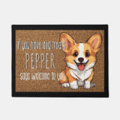 犬の恋人パーソナライズされたウェルシュコーギー子犬の名前 ドアマット (正面)