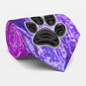 犬の恋人パープル抽象芸術ブラックパピーポープリント ネクタイ (ロール)